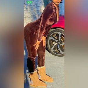 Suede brown jumpsuit